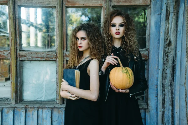 Twee vintage vrouwen als heksen — Stockfoto