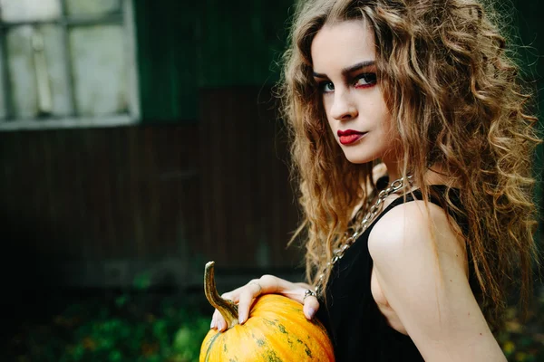 Vintage woman as witch — Stock Photo, Image