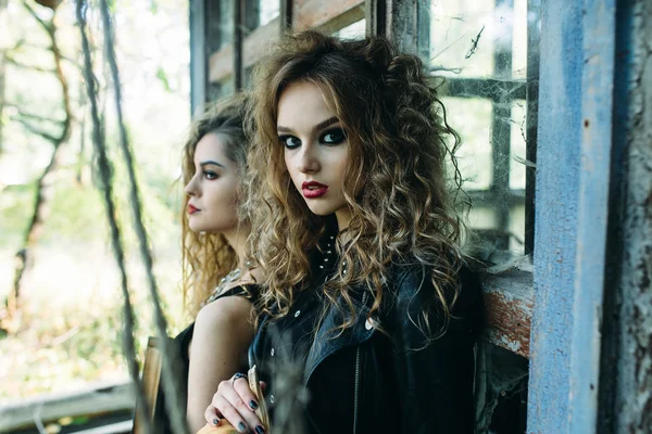 Two vintage women as witches — Stock Photo, Image