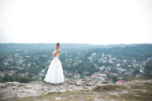 Couple de mariage posant pour la caméra — Photo