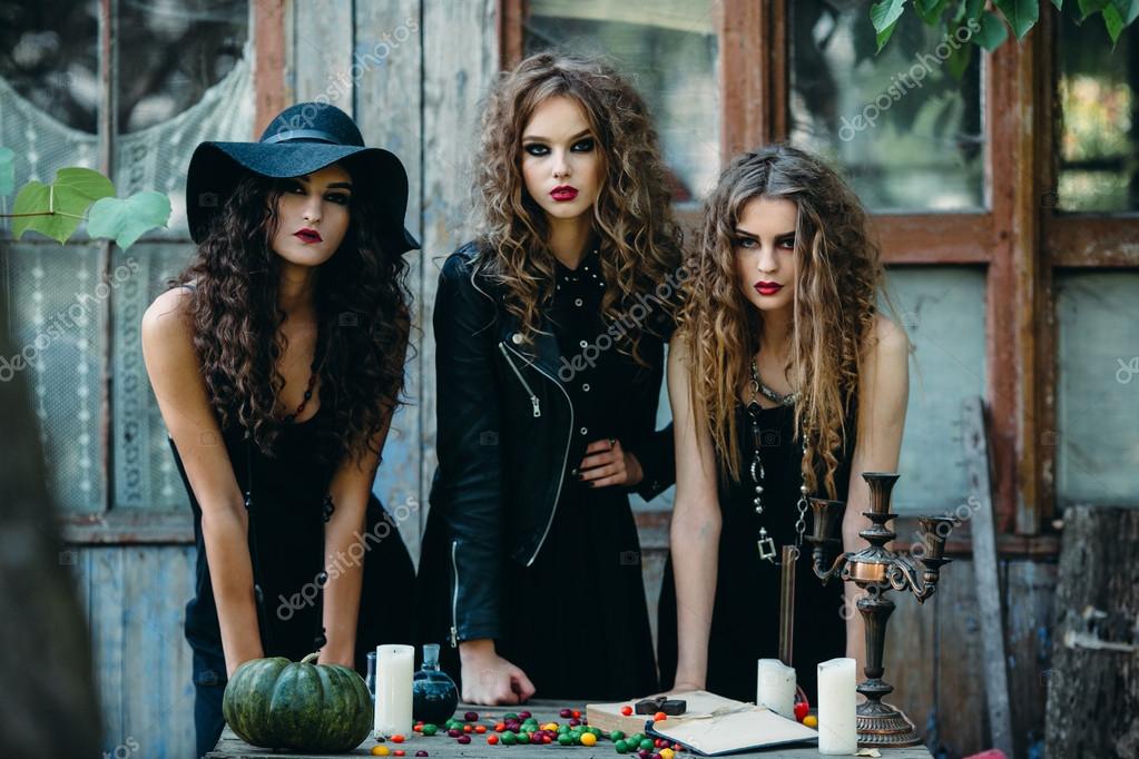 Three beautiful witches Stock Photo by ©simbiothy 91402808