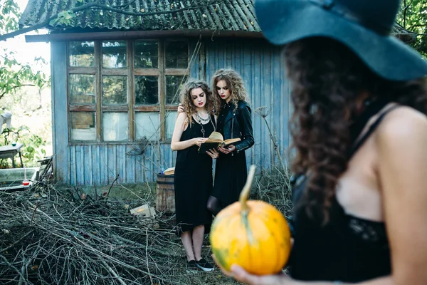 Tres mujeres vintage como brujas —  Fotos de Stock