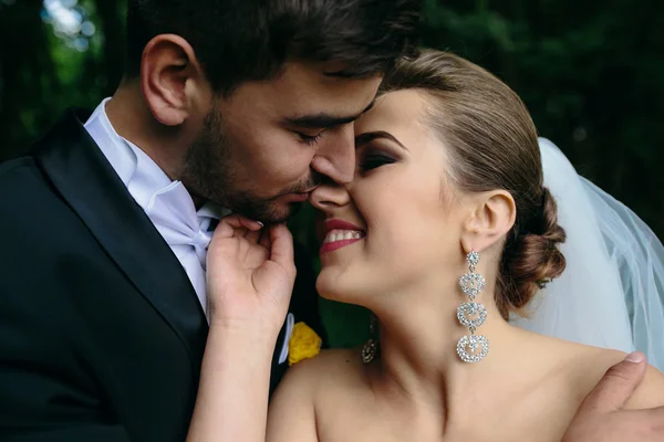 Hermosa pareja de boda en la naturaleza — Foto de Stock