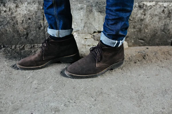 Confident man posing in selvedge  jeans — Stock Photo, Image