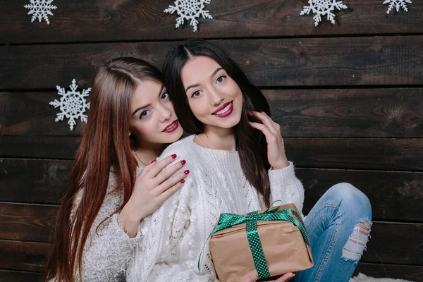 Dos hermosas chicas en Navidad —  Fotos de Stock