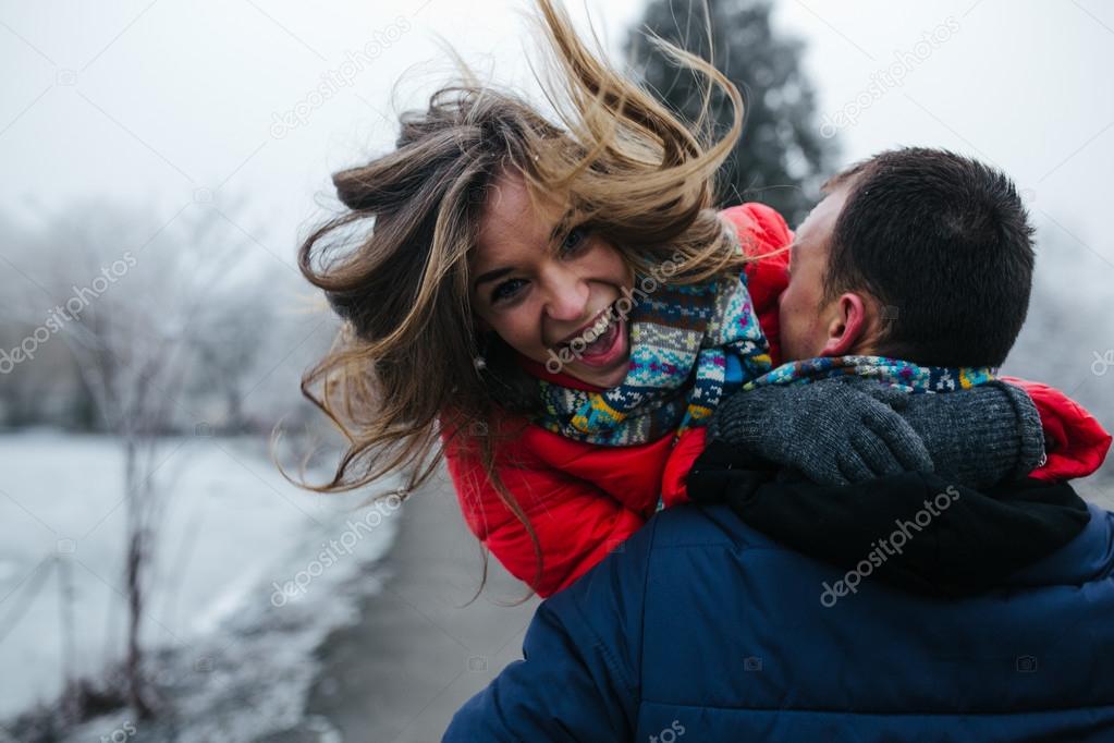 Young beautiful couple having fun