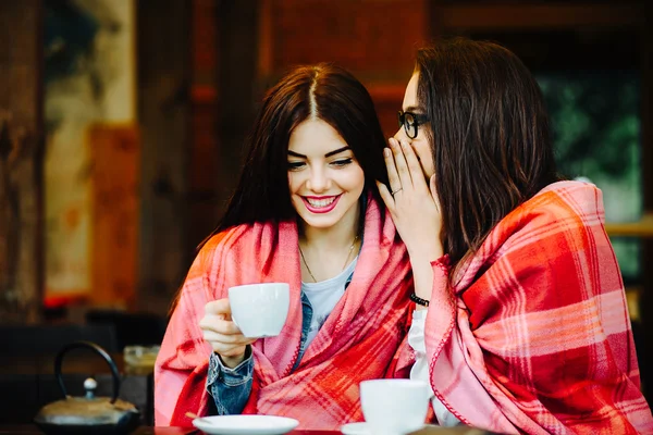 İki genç ve güzel kız dedikodu yapıyor. — Stok fotoğraf