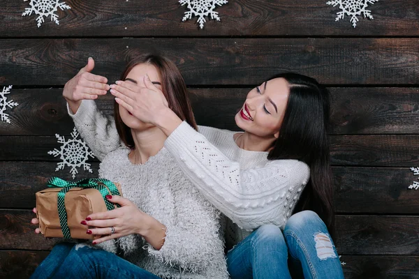 Two young girls friends having fun — Stock Photo, Image