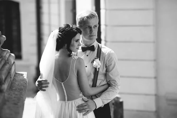 The bride and groom posing — Stock Photo, Image