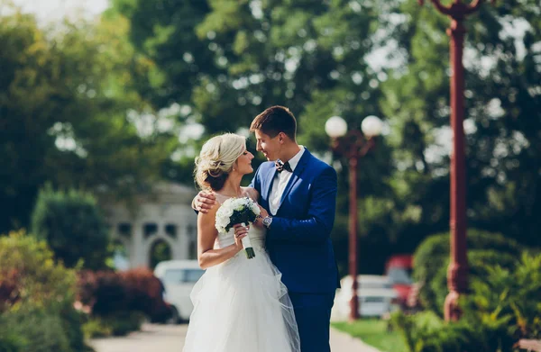 Casamento bonito casal walkin — Fotografia de Stock