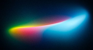 Karanlık, dokulu bir arka planda soyut, parlak, rengarenk ışık akışı canlı, dinamik ve gizemli bir atmosfer etkisi yaratır.