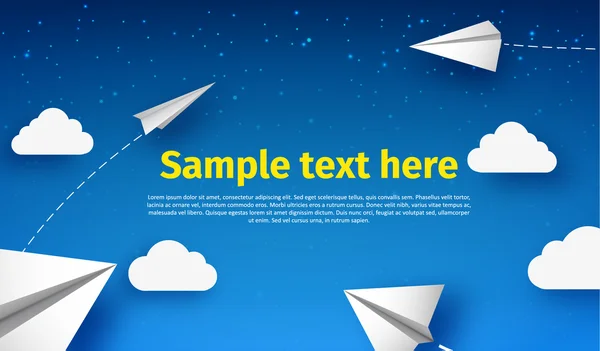 Avions en papier sur ciel bleu — Image vectorielle
