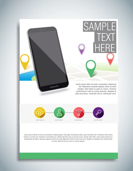 Brochure Flyer Design with Phone — Stock Vector