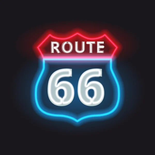 Bannière au néon Route 66 — Image vectorielle