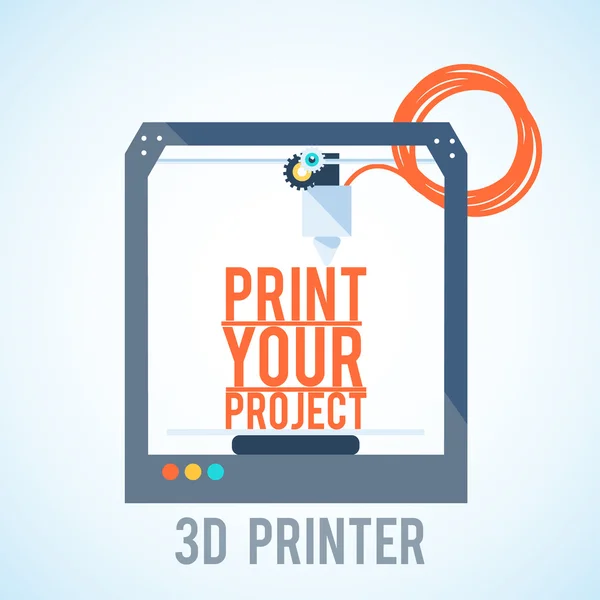 Impresora 3D plana — Vector de stock