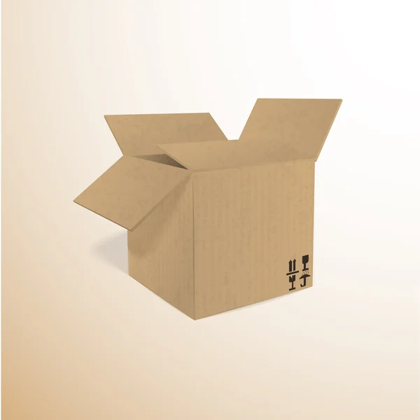 Open bruine doos verpakking — Stockvector