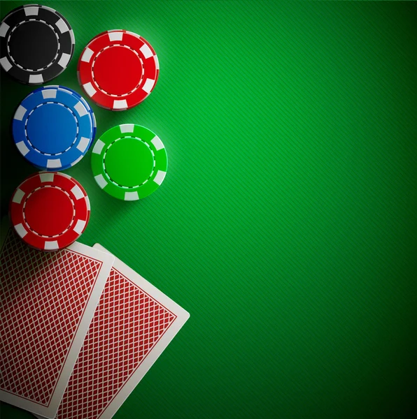 Poker karty a žetony na stole — Stockový vektor