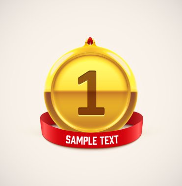 kırmızı kurdele ile altın madalya