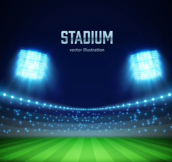 Stadion met verlichting in de avond — Stockvector