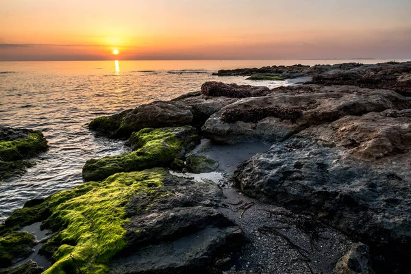 Plaża Carabassi Alicante Hiszpania Wschodzie Słońca — Zdjęcie stockowe