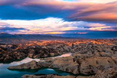 The swamp and ravines of Gebas at sunrise in Murcia, Spain