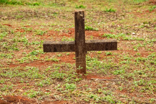 Detalj Ett Kors Grav Parkkyrkogården Cemitrio Parque — Stockfoto