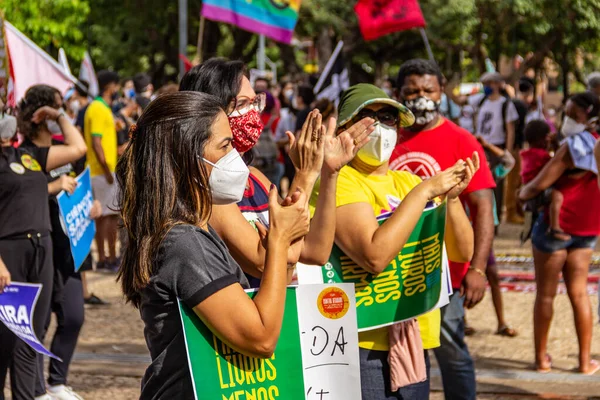 Foto Tomada Durante Una Protesta Contra Presidente Brasil Bolsonaro Pidiendo —  Fotos de Stock