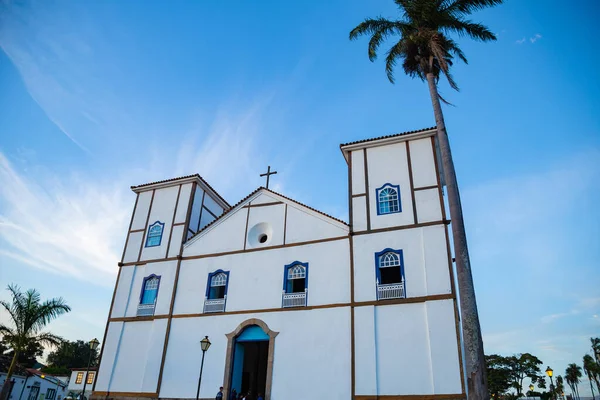 Kościół Parafialny Nossa Senhora Rosario Stylu Kolonialnym Mieście Pirenopolis Goias — Zdjęcie stockowe