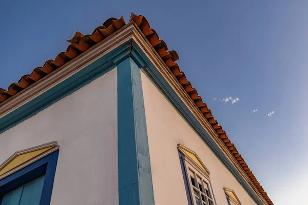 Detalle Fachada Una Casa Estilo Colonial Ciudad Turística Histórica Pirenópolis —  Fotos de Stock