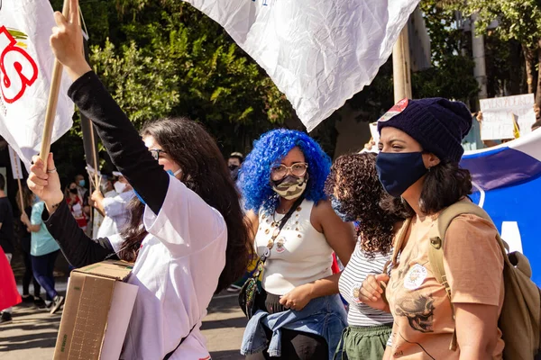 Protest Foto Tas Protest Mot Brasiliens President Bolsonaro Och Ber — Stockfoto