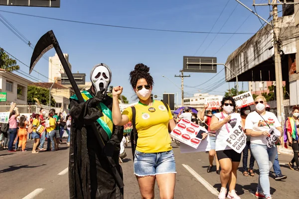 Protesta Foto Tomada Durante Una Protesta Contra Presidente Brasil Bolsonaro —  Fotos de Stock