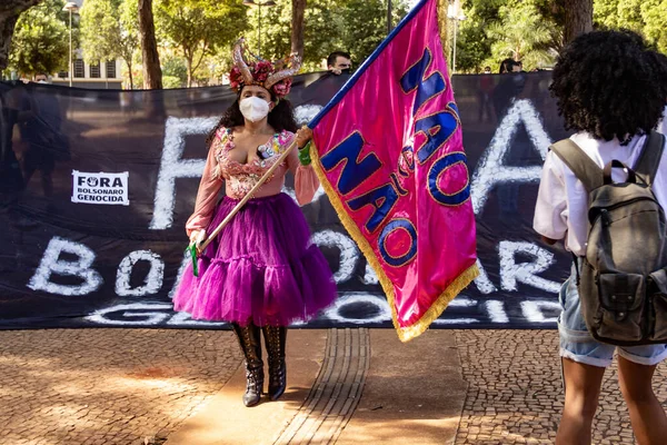 Protesta Foto Tomada Durante Una Protesta Contra Presidente Brasil Bolsonaro —  Fotos de Stock