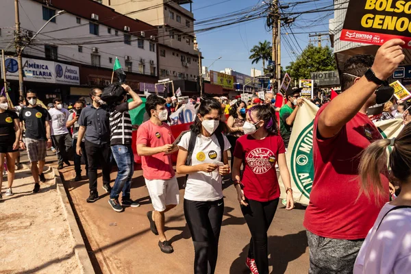 Protesto Foto Tirada Durante Protesto Contra Presidente Brasil Bolsonaro Pedindo — Fotografia de Stock