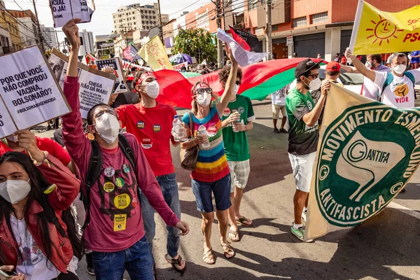 Protesto Foto Tirada Durante Protesto Contra Presidente Brasil Bolsonaro Pedindo — Fotografia de Stock