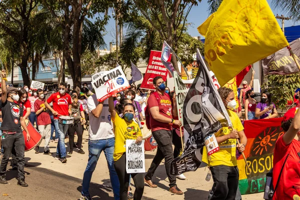 Tiltakozás Fotó Brazil Elnök Bolsonaro Elleni Tiltakozás Során Készült Lakosság — Stock Fotó
