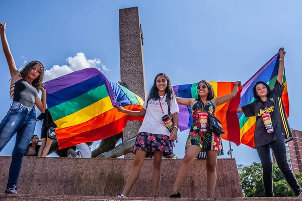 Fotoğraf Brezilya Nın Goiania Kentindeki Lgbt Onur Yürüyüşü Sırasında Çekildi — Stok fotoğraf