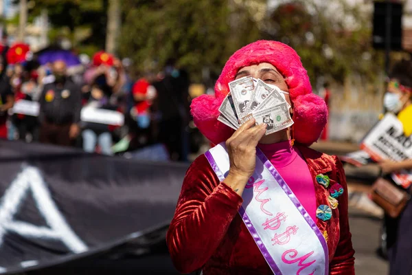 Foto Tomada Durante Una Protesta Contra Presidente Brasil Bolsonaro Acusado —  Fotos de Stock