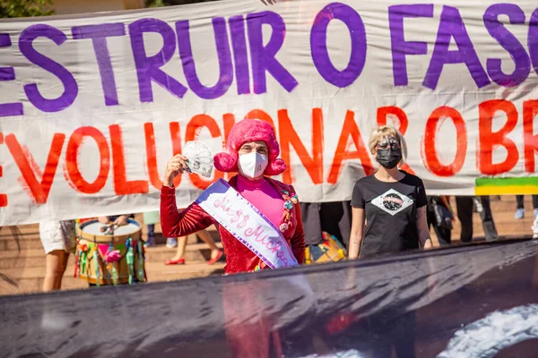 Photo Taken Protest President Brazil Bolsonaro Accused Malpractice Purchase Vaccines — Stock Photo, Image