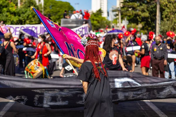 Photo Taken Protest President Brazil Bolsonaro Accused Malpractice Purchase Vaccines — Stock Photo, Image