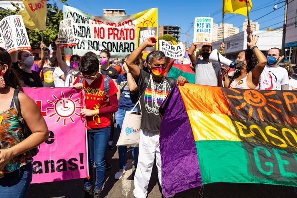 Photo Prise Lors Une Manifestation Contre Président Brésil Bolsonaro Accusé — Photo