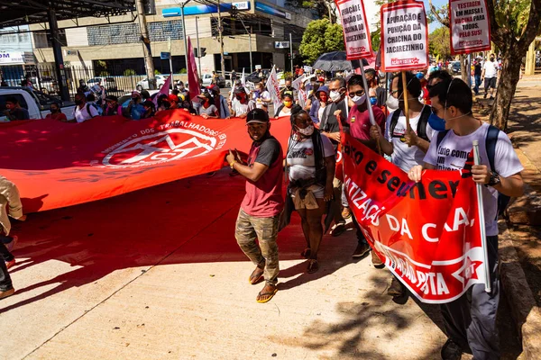 Foto Tomada Durante Una Protesta Contra Presidente Brasil Bolsonaro Acusado — Foto de Stock