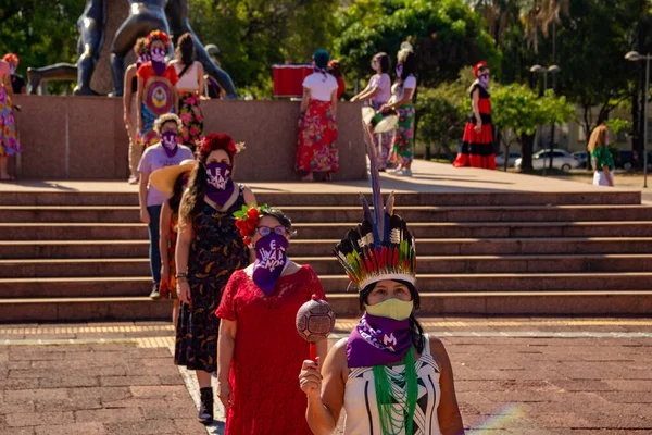 Foto Cobertura Preparação Performance Bloco Nao Nao Coro Mulher Canção — Fotografia de Stock