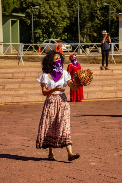 Photo Coverage Preparation Performance Bloco Nao Nao Coro Mulher Song — Stock Photo, Image