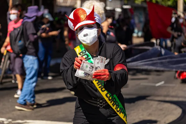 Фотографія Зроблена Під Час Протесту Проти Президента Бразилії Болсонаро Звинуваченого — стокове фото