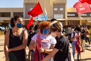  Fotoğraf, Başkan Jair Bolsonaro 'ya karşı düzenlenen bir protesto sırasında çekildi. 24J - Brezilya genelinde protestolar günü.