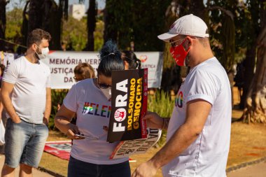 Fotoğraf, Başkan Jair Bolsonaro 'ya karşı düzenlenen bir protesto sırasında çekildi. 24J - Brezilya genelinde protestolar günü.