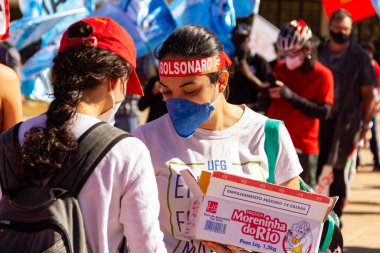 Fotoğraf, Başkan Jair Bolsonaro 'ya karşı düzenlenen bir protesto sırasında çekildi. 24J - Brezilya genelinde protestolar günü.