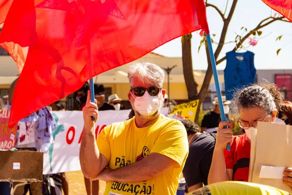 Egy Jair Bolsonaro Elnök Elleni Tüntetésen Készült Fotó 24J Tiltakozás — Stock Fotó