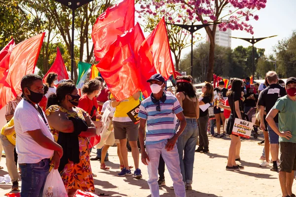 Φωτογραφία Που Τραβήχτηκε Κατά Διάρκεια Διαδήλωσης Κατά Του Προέδρου Jair — Φωτογραφία Αρχείου