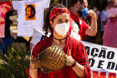 Fotoğraf, Başkan Jair Bolsonaro 'ya karşı düzenlenen bir protesto sırasında çekildi. 24J - Brezilya genelinde protestolar günü.